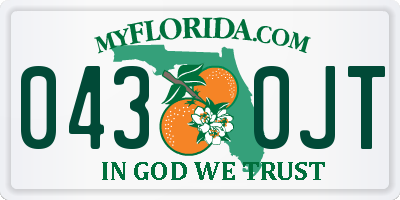 FL license plate 0430JT