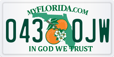FL license plate 0430JW