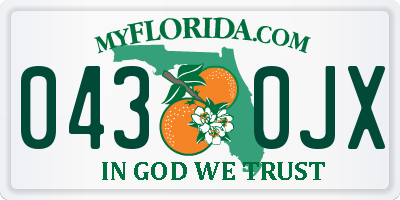 FL license plate 0430JX