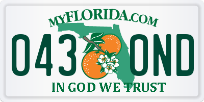 FL license plate 0430ND