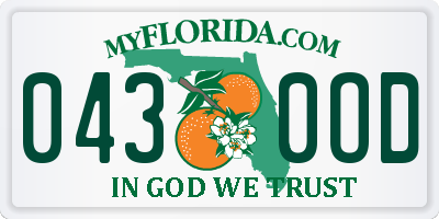 FL license plate 0430OD