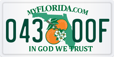 FL license plate 0430OF