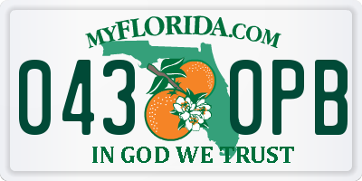 FL license plate 0430PB