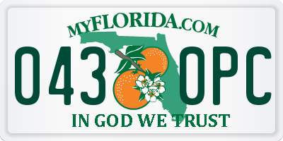 FL license plate 0430PC