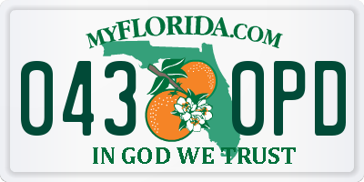 FL license plate 0430PD
