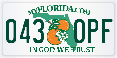FL license plate 0430PF