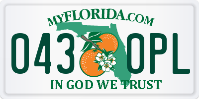 FL license plate 0430PL