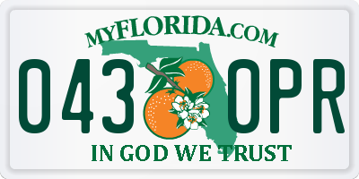 FL license plate 0430PR