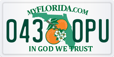 FL license plate 0430PU
