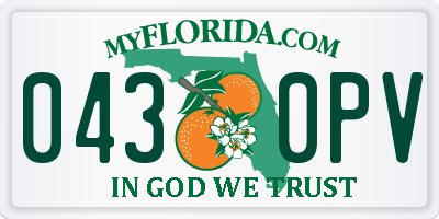 FL license plate 0430PV