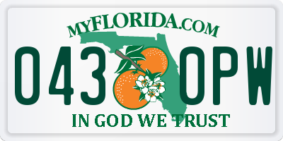 FL license plate 0430PW