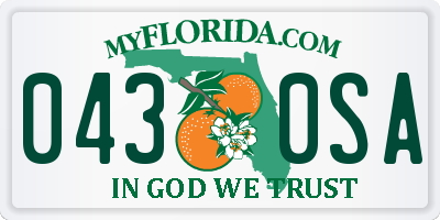 FL license plate 0430SA