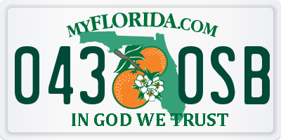 FL license plate 0430SB