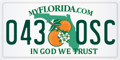 FL license plate 0430SC