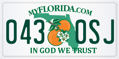 FL license plate 0430SJ