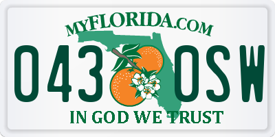 FL license plate 0430SW