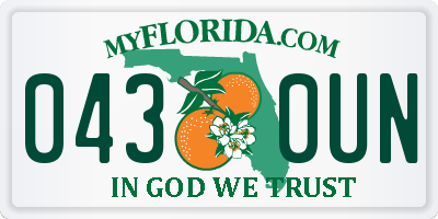 FL license plate 0430UN