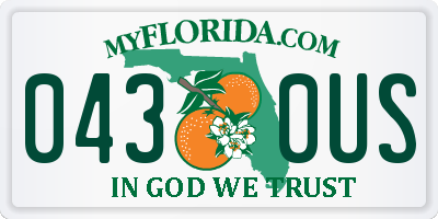 FL license plate 0430US