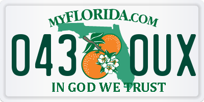 FL license plate 0430UX