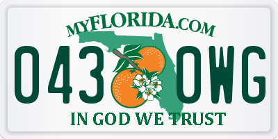 FL license plate 0430WG