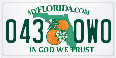 FL license plate 0430WO