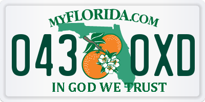 FL license plate 0430XD