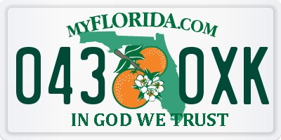 FL license plate 0430XK