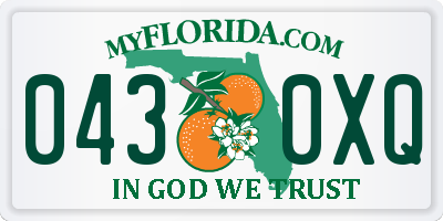 FL license plate 0430XQ