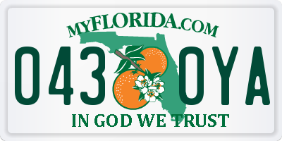 FL license plate 0430YA