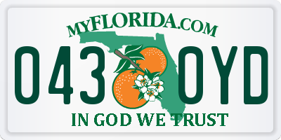 FL license plate 0430YD