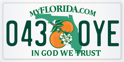 FL license plate 0430YE
