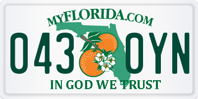 FL license plate 0430YN