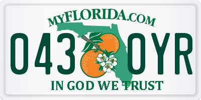 FL license plate 0430YR