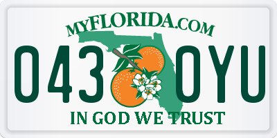 FL license plate 0430YU