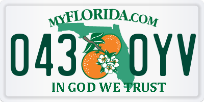 FL license plate 0430YV