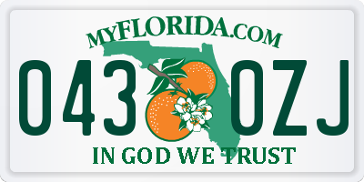 FL license plate 0430ZJ