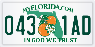 FL license plate 0431AD