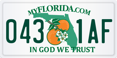 FL license plate 0431AF