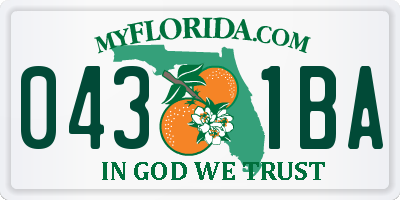 FL license plate 0431BA