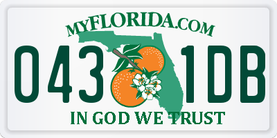 FL license plate 0431DB