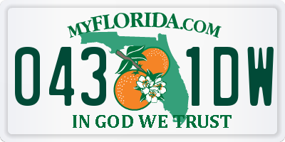 FL license plate 0431DW