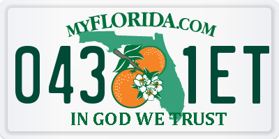 FL license plate 0431ET