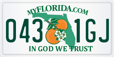 FL license plate 0431GJ