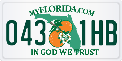 FL license plate 0431HB