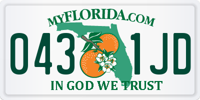 FL license plate 0431JD