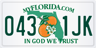FL license plate 0431JK