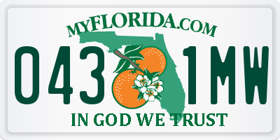 FL license plate 0431MW