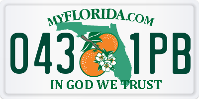 FL license plate 0431PB