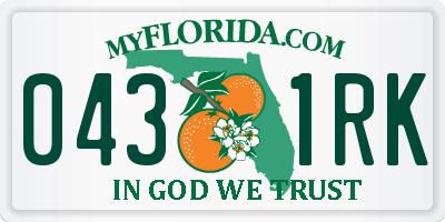 FL license plate 0431RK