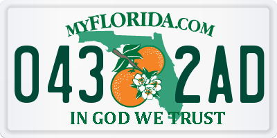 FL license plate 0432AD